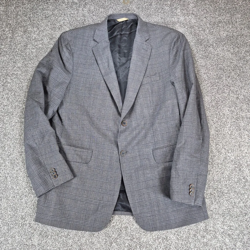 Banana Republic Heritage Blazer Mens 44R Gray‎ Plaid Wool Trabaldo Togna